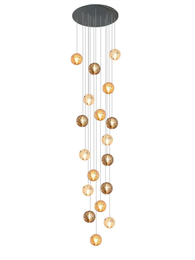 Modern golden crystal glass spiral ceiling chandelier living room