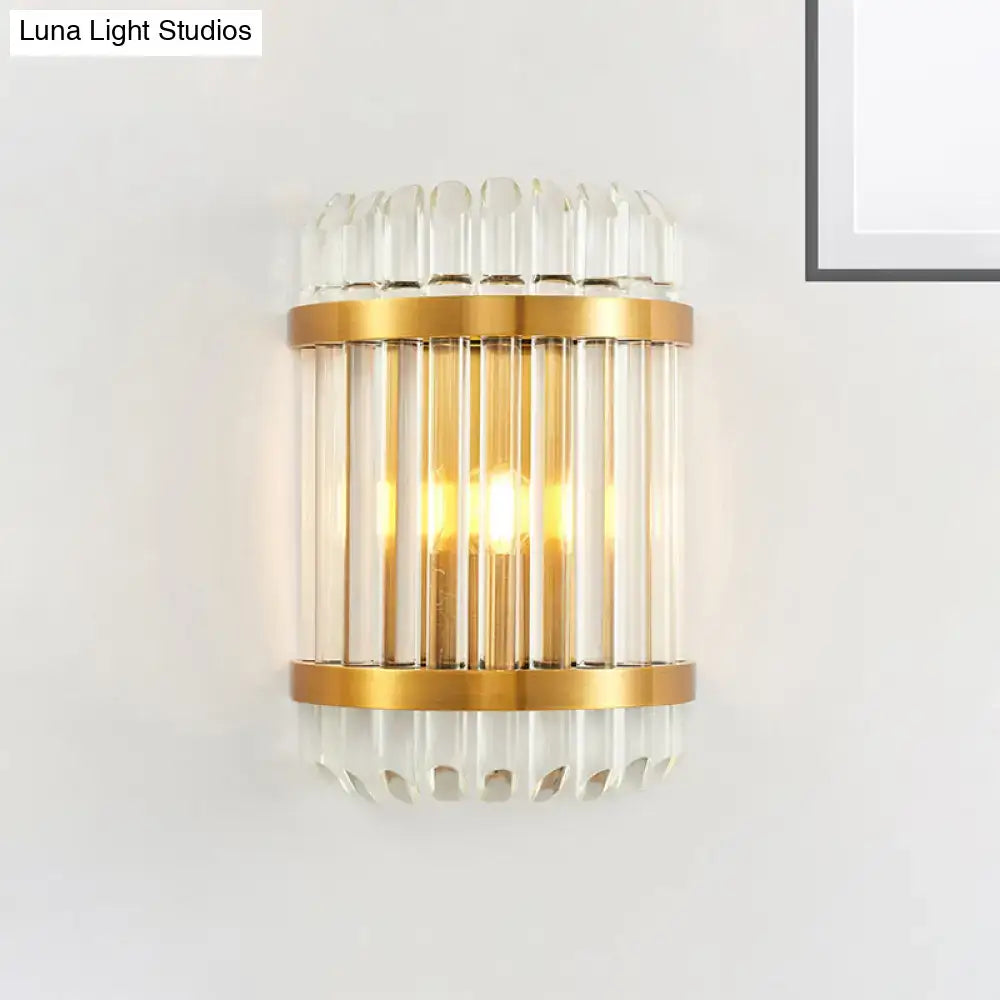 Modern golden crystal shade wall sconce bedroom lamp