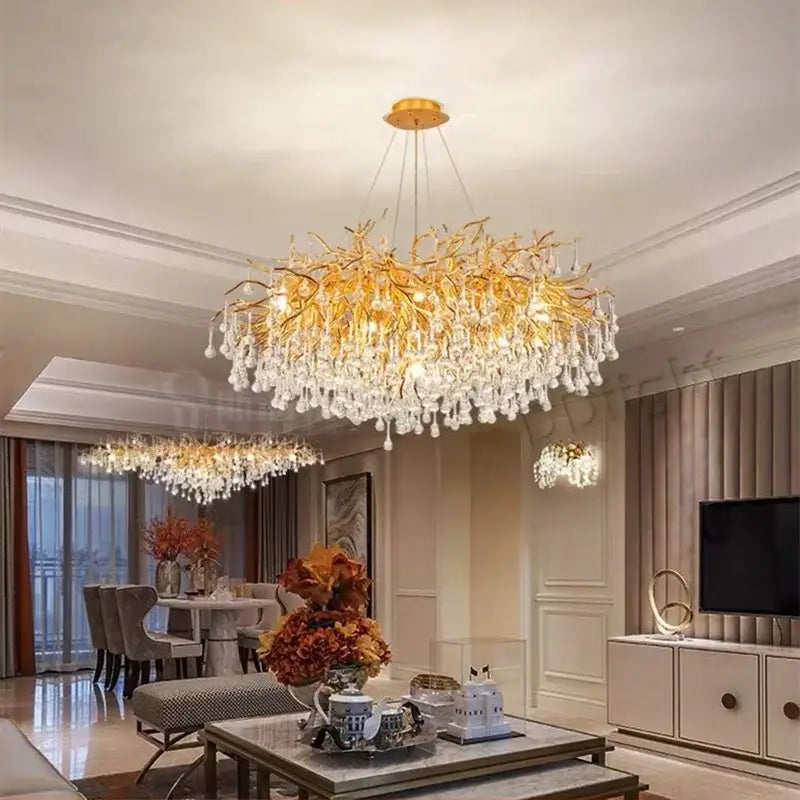 Modern golden decorbites crystal dendritic chandelier dining room light