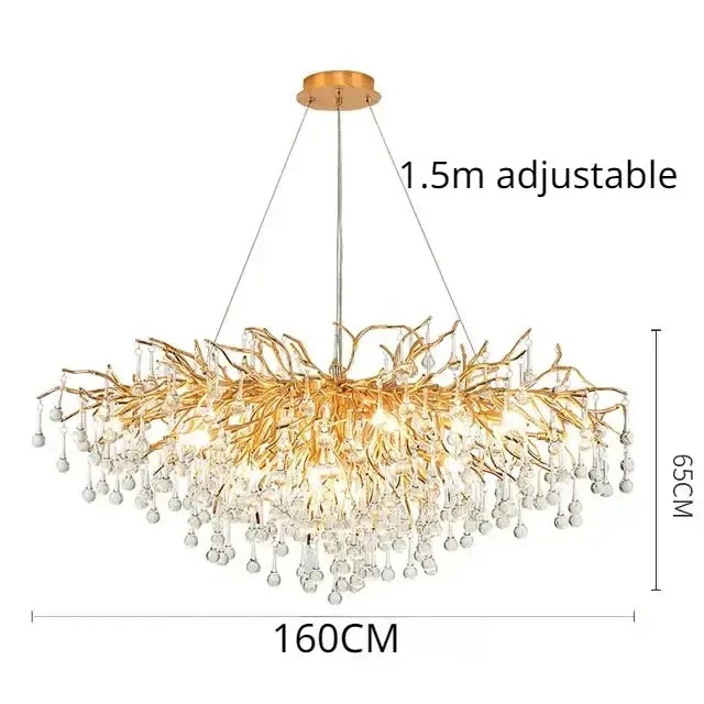 Modern golden decorbites crystal dendritic chandelier dining room light