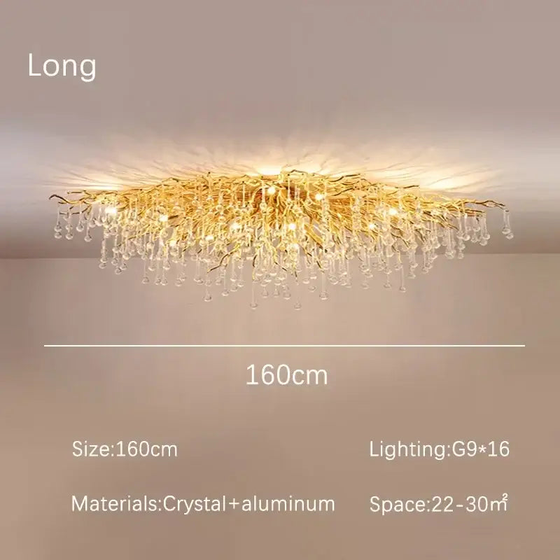 Modern golden decorbites crystal dendritic chandelier dining room light