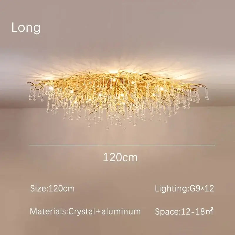 Modern golden decorbites crystal dendritic chandelier dining room light