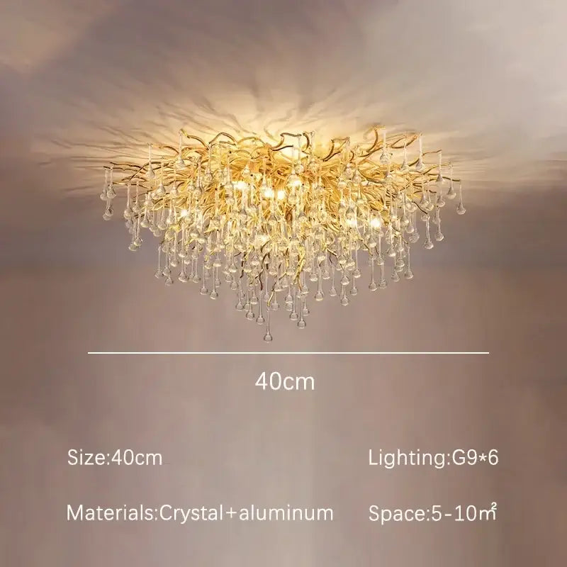 Modern golden decorbites crystal dendritic chandelier dining room light