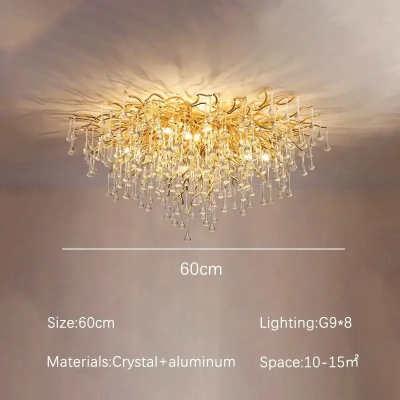 Modern golden decorbites crystal dendritic chandelier dining room light