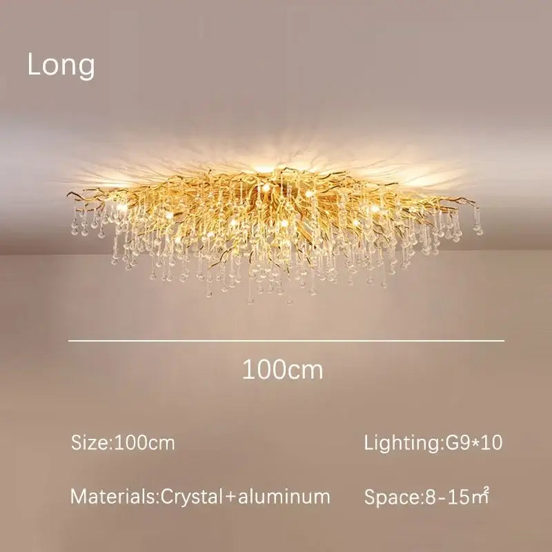 Modern golden decorbites crystal dendritic chandelier dining room light