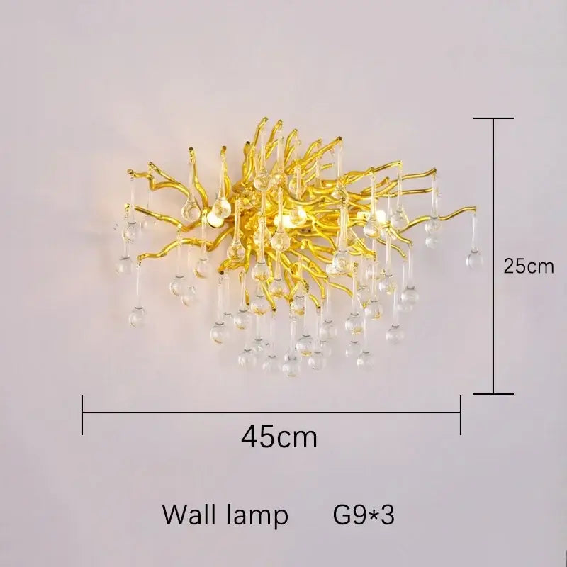 Modern golden decorbites crystal dendritic chandelier dining room light
