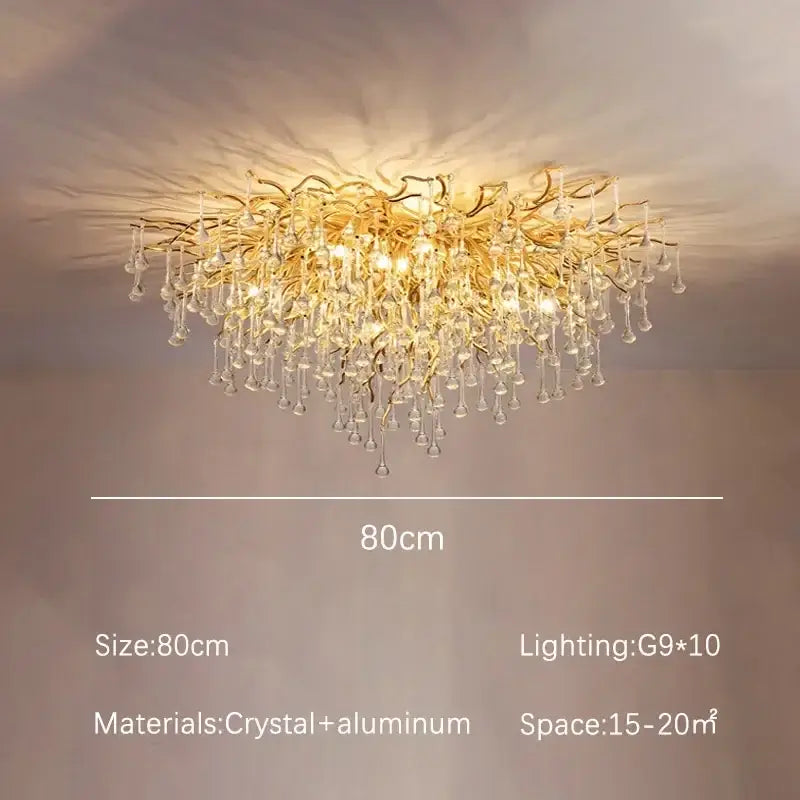 Modern golden decorbites crystal dendritic chandelier dining room light