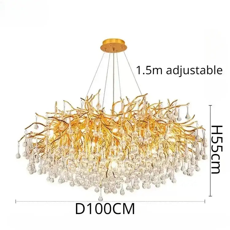 Modern golden decorbites crystal dendritic chandelier dining room light