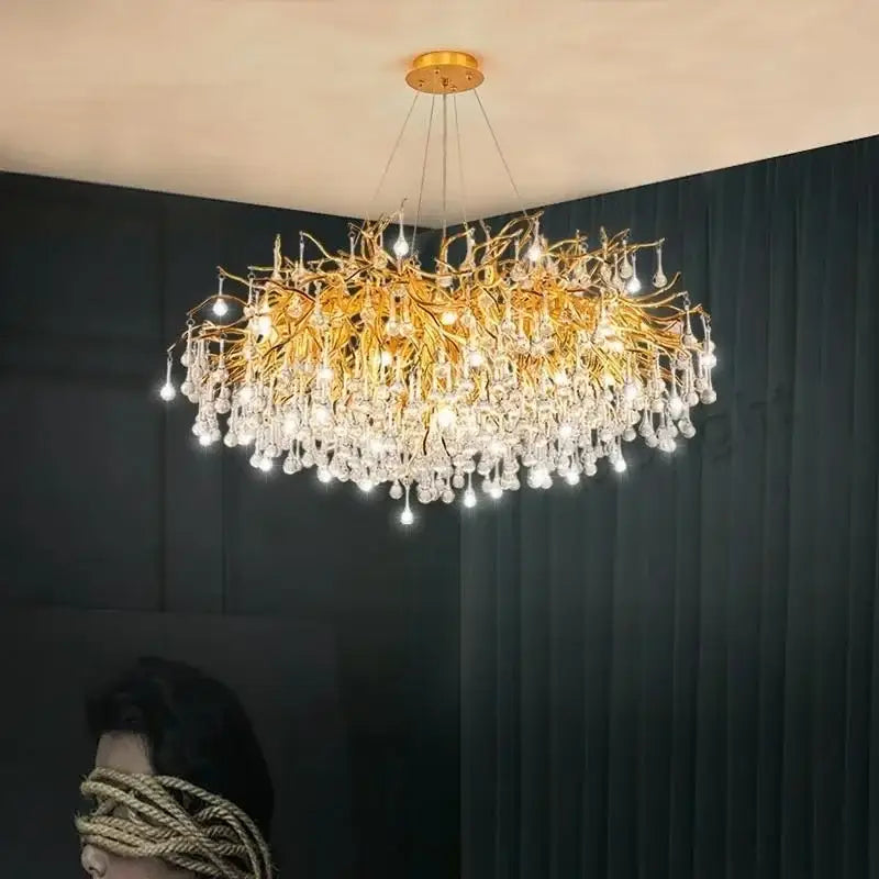 Modern golden decorbites crystal dendritic chandelier dining room light