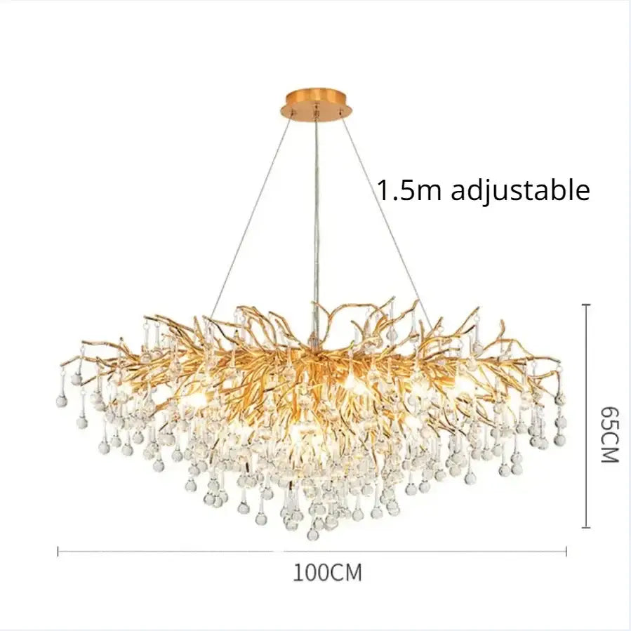 Modern golden decorbites crystal dendritic chandelier dining room light