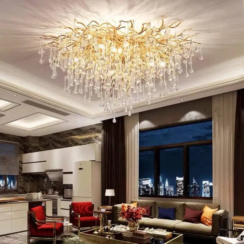 Modern golden decorbites crystal dendritic chandelier dining room light