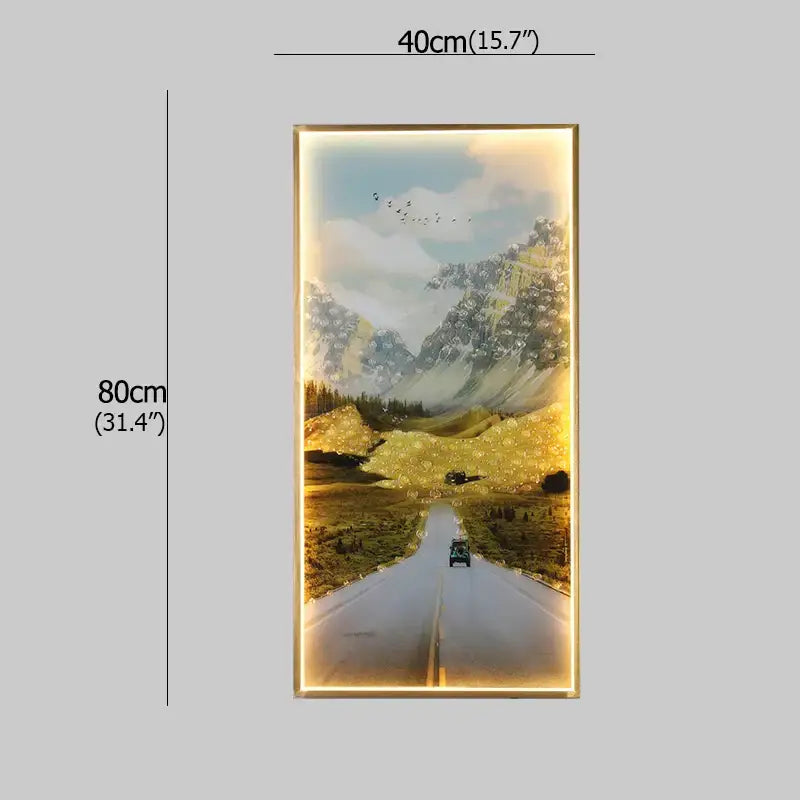 Modern golden scenic mountain wall sconces for living room decor