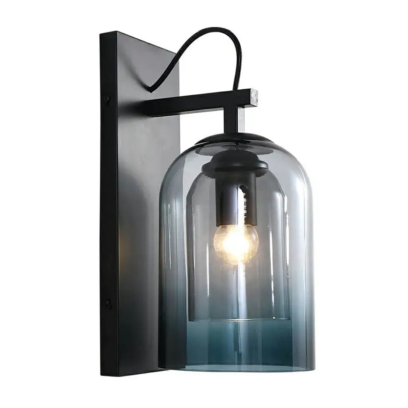 Modern gradient glass sconce lighting fixture bedroom black and blue
