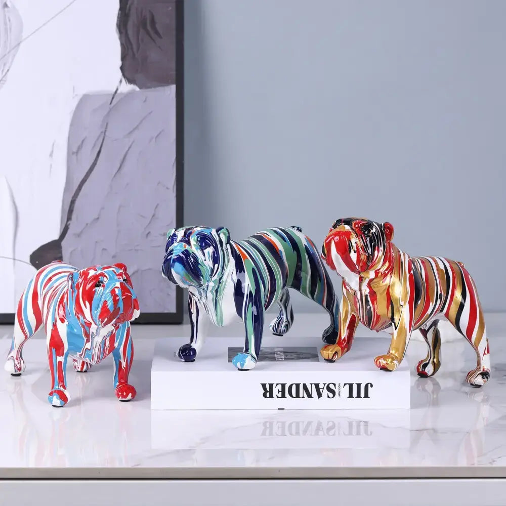 Modern graffiti decorbites bulldog figurines living room art ornament