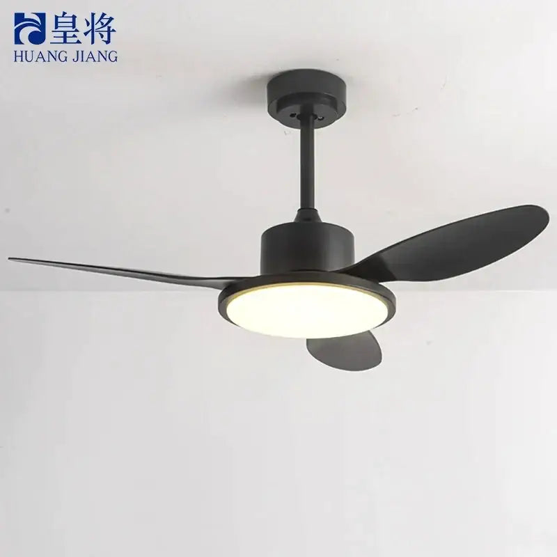 Modern gray and light wood led modern design ceiling fan bedroom