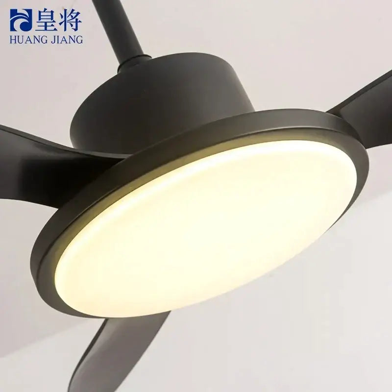 Modern gray and light wood led modern design ceiling fan bedroom