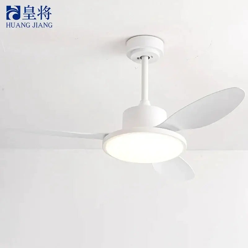 Modern gray and light wood led modern design ceiling fan bedroom