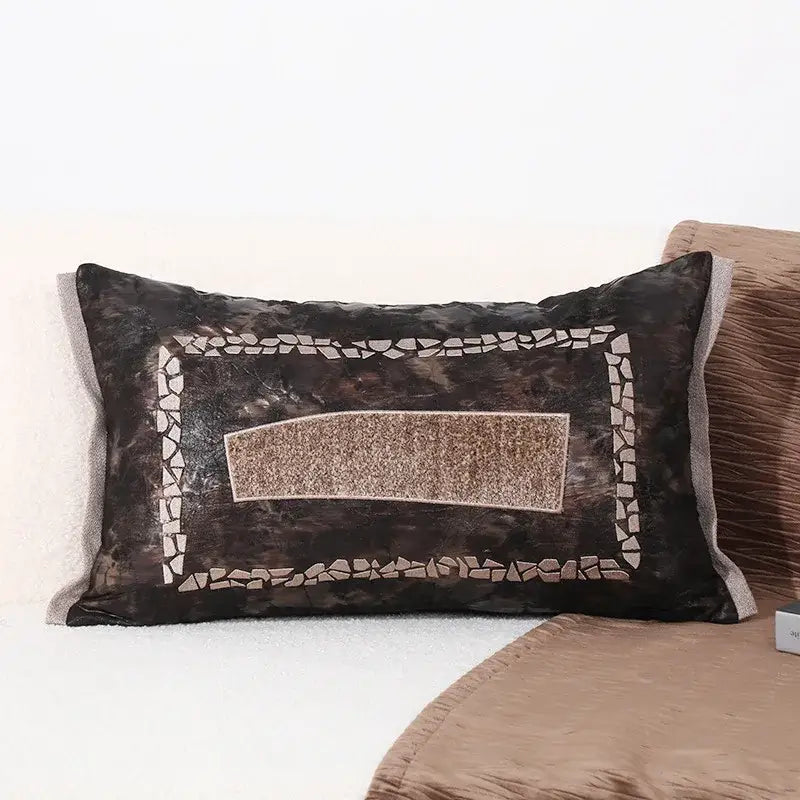 Modern gray and white leaf cushion cover living room decor