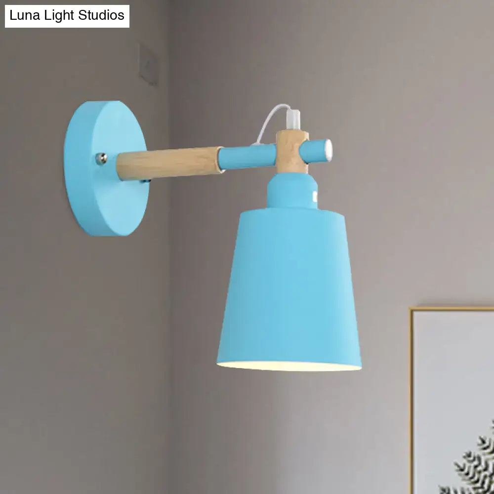 Modern gray and wood wall sconce light – bedroom metal lamp