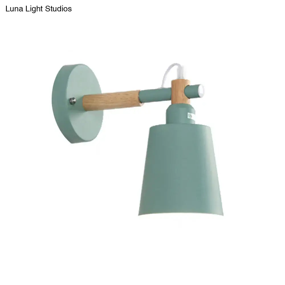 Modern gray and wood wall sconce light – bedroom metal lamp