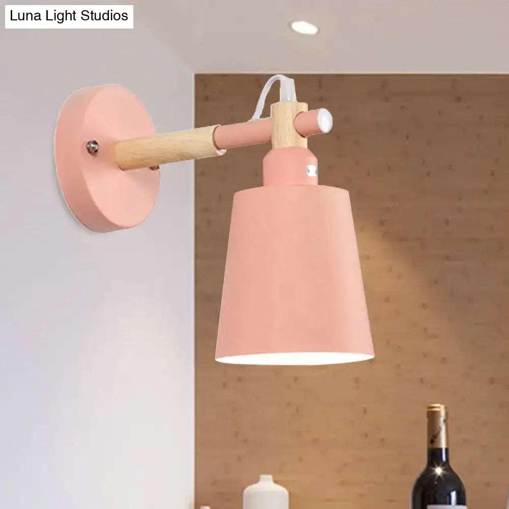 Modern gray and wood wall sconce light – bedroom metal lamp