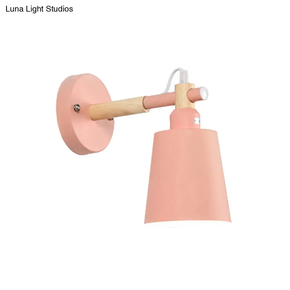 Modern gray and wood wall sconce light – bedroom metal lamp