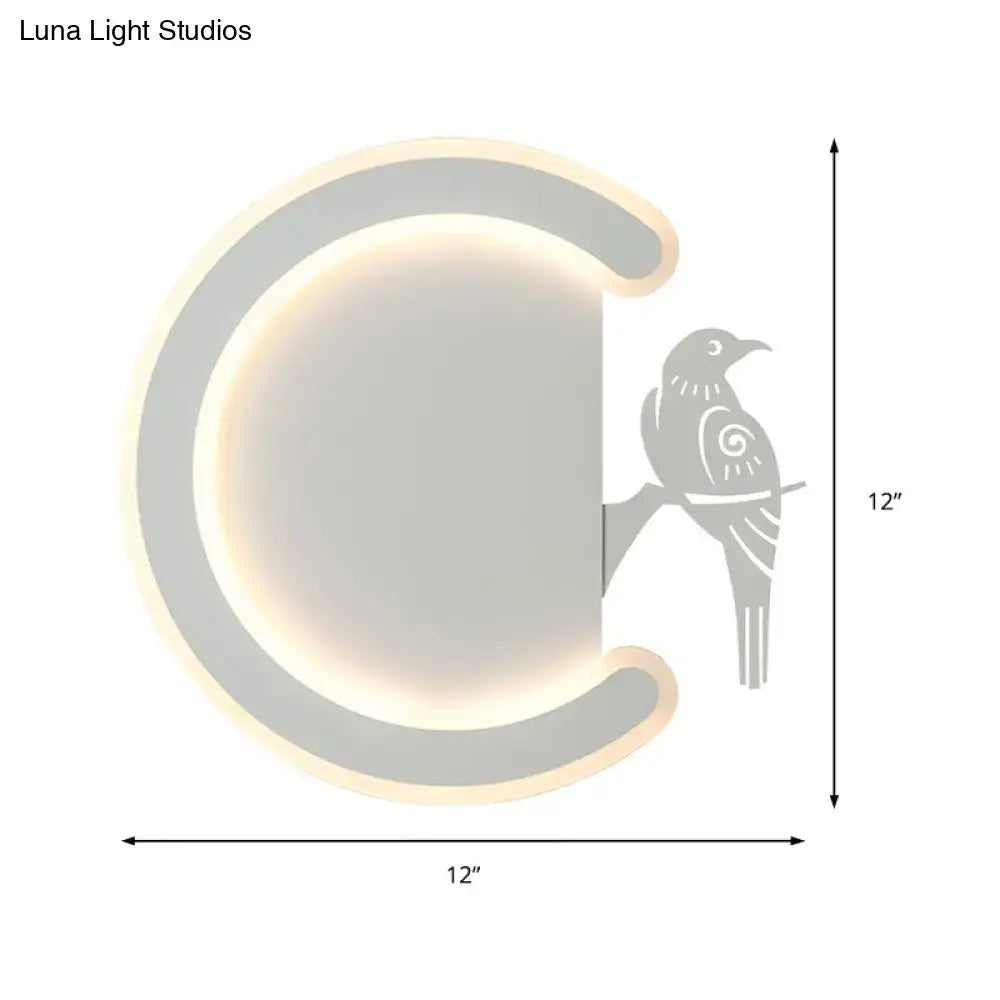 Modern gray bird wall lamp warm white light bedroom sconce
