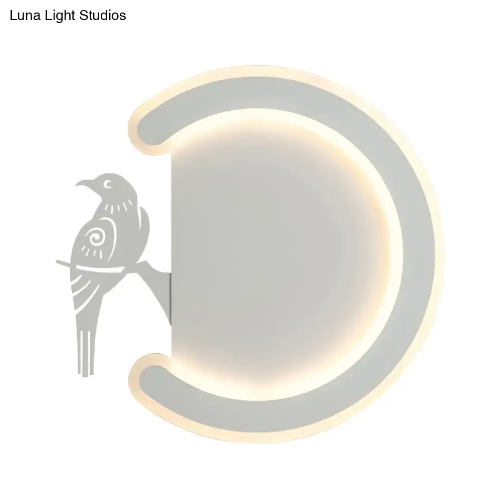 Modern gray bird wall lamp warm white light bedroom sconce