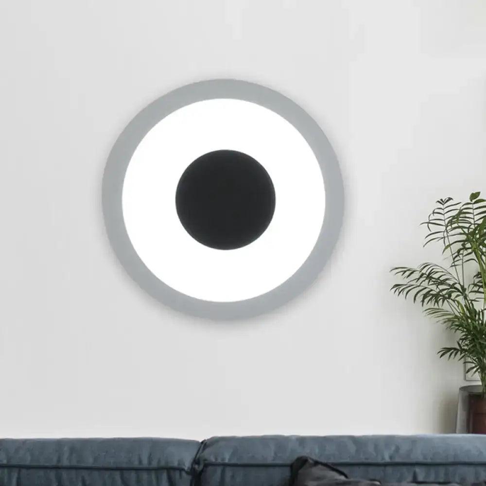 Modern gray & black led circle sconce living room wall mounted lamp