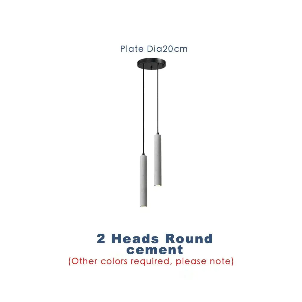 Modern gray concrete tube pendant light dining room triple chandelier