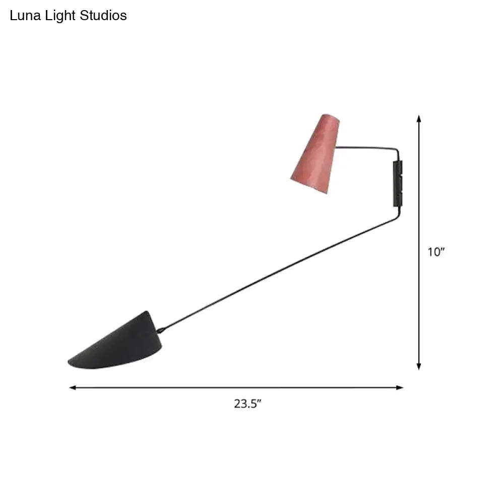 Modern gray cone duckbill wall sconce living room black rod light