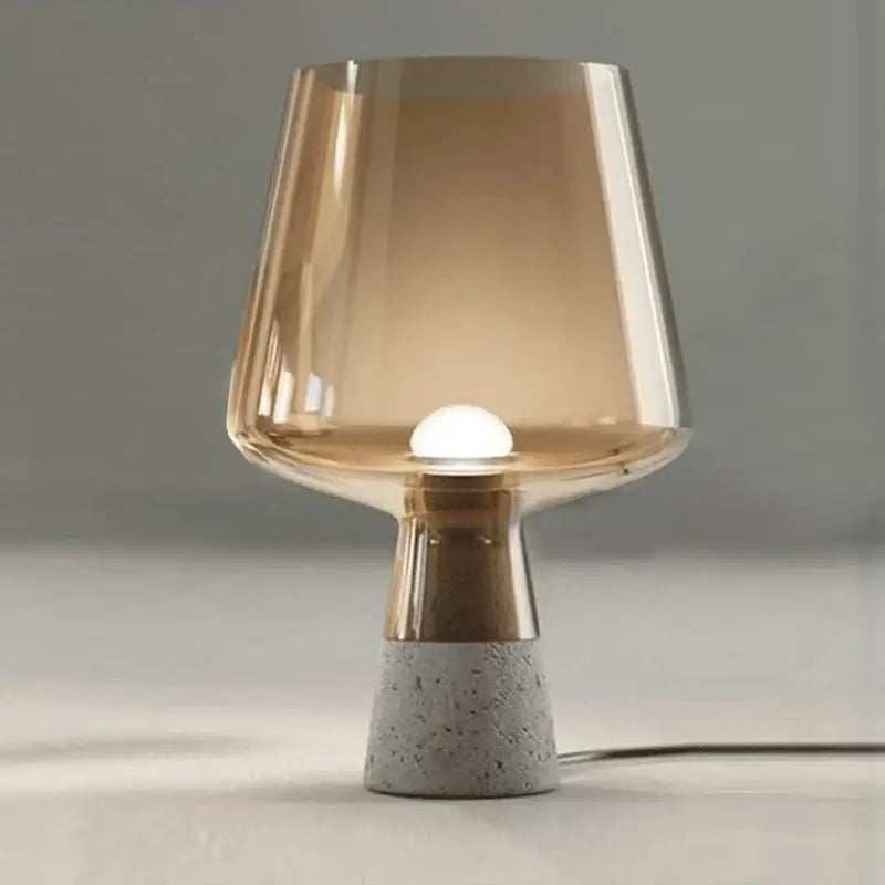 Modern gray glass and concrete table lamp for bedroom decor
