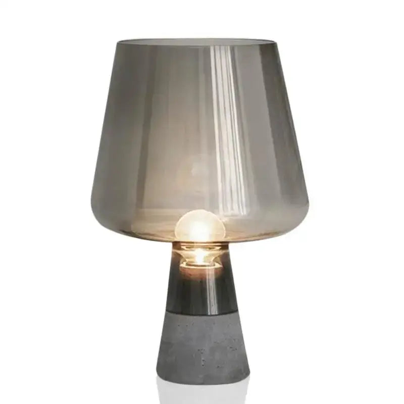 Modern gray glass and concrete table lamp for bedroom decor