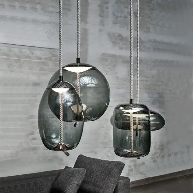 Modern gray glass knot pendant chandelier light for dining room
