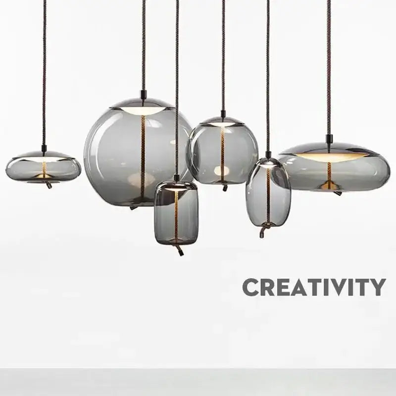 Modern gray glass knot pendant chandelier light for dining room