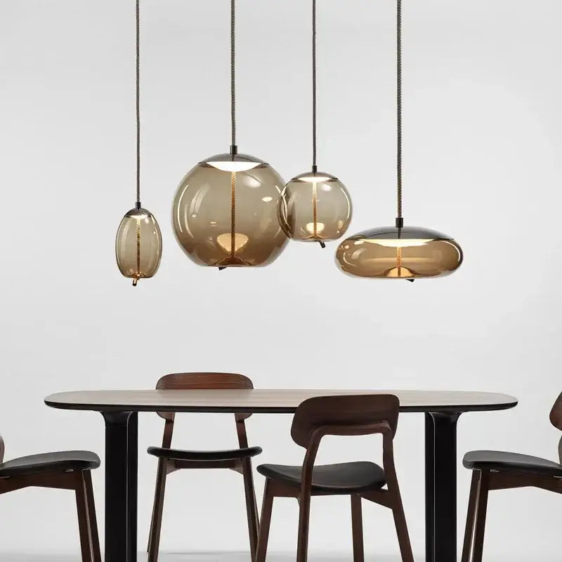 Modern gray glass knot pendant chandelier light for dining room
