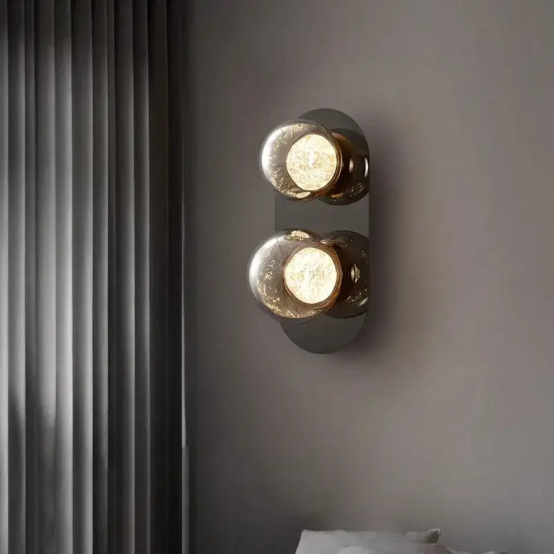 Modern gray glass wall lights living room black sconce