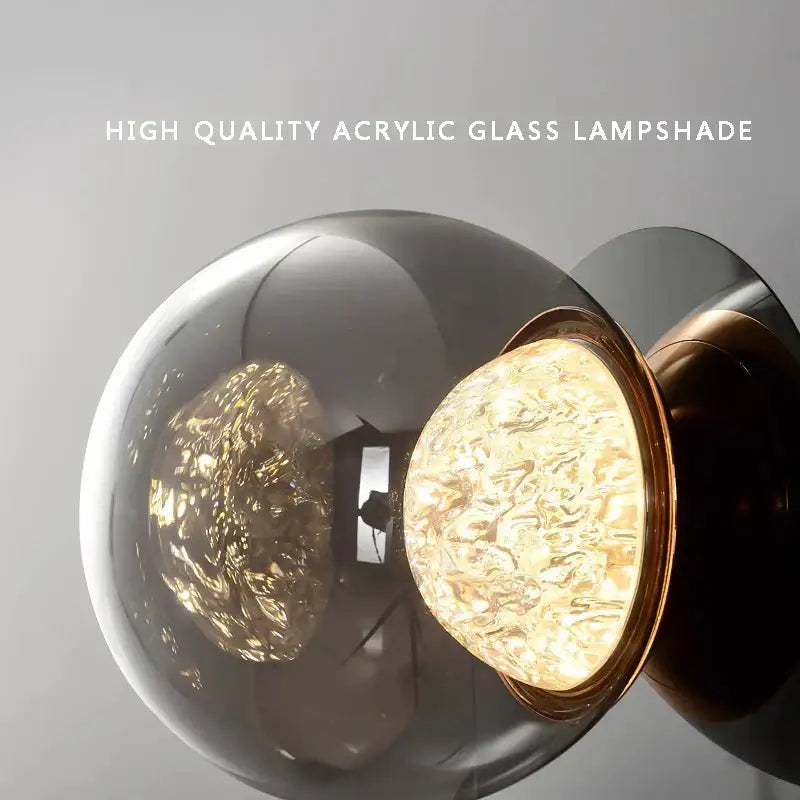 Modern gray glass wall lights living room black sconce