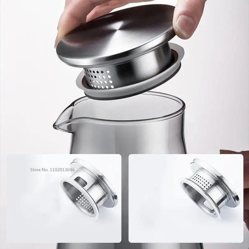 Modern gray glass water pitcher kitchen juice jug with stainless lid
