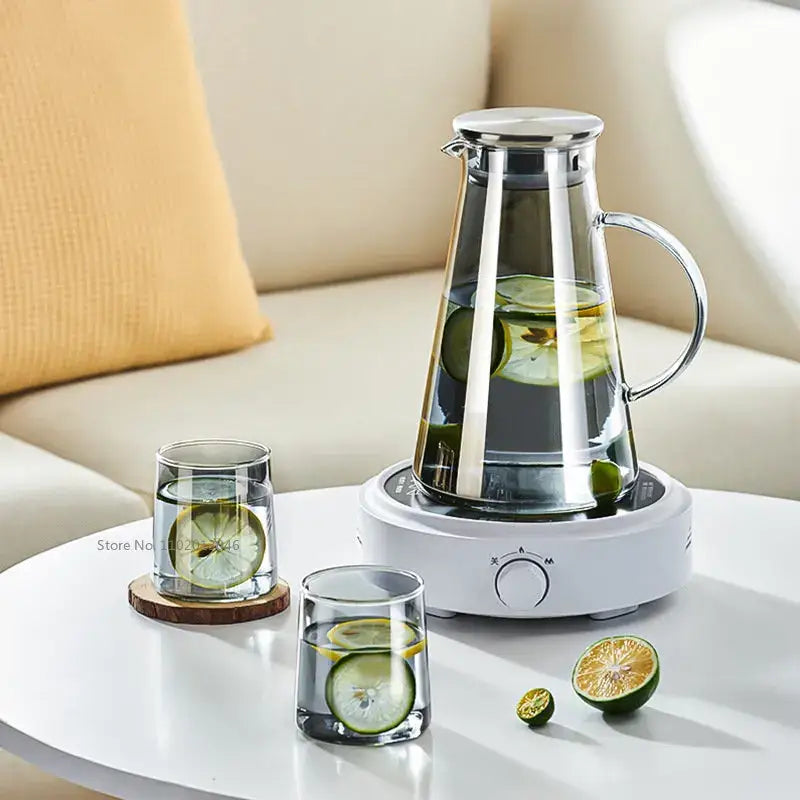 Modern gray glass water pitcher kitchen juice jug with stainless lid