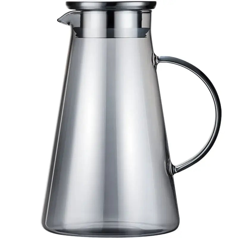 Modern gray glass water pitcher kitchen juice jug with stainless lid