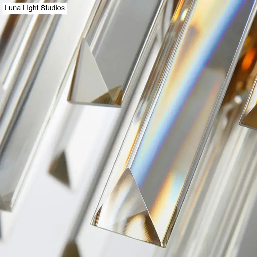 Modern gray & gold faceted crystal wall light fixture for restaurants