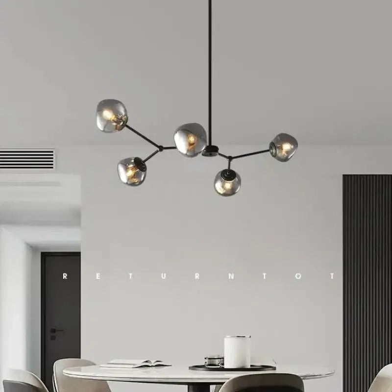 Modern gray lava glass chandelier dining room led pendant light