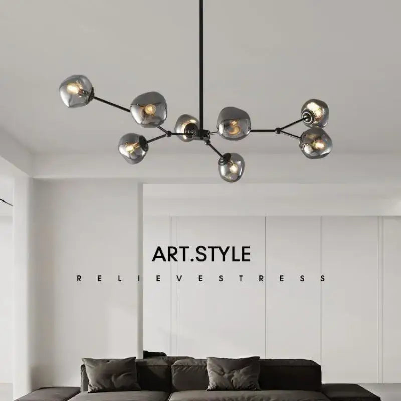Modern gray lava glass chandelier dining room led pendant light