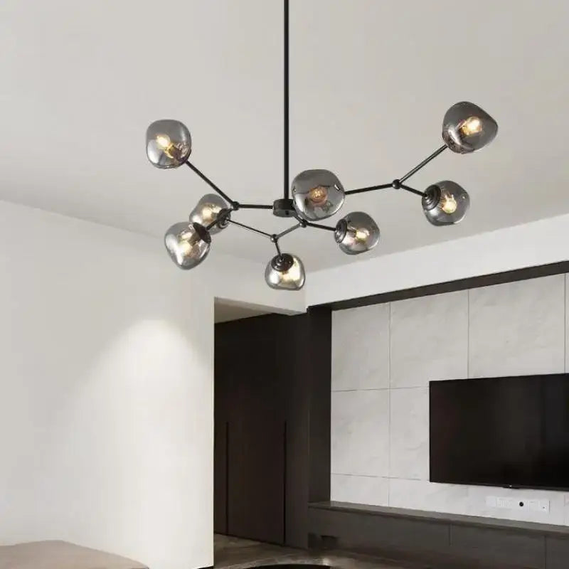 Modern gray lava glass chandelier dining room led pendant light