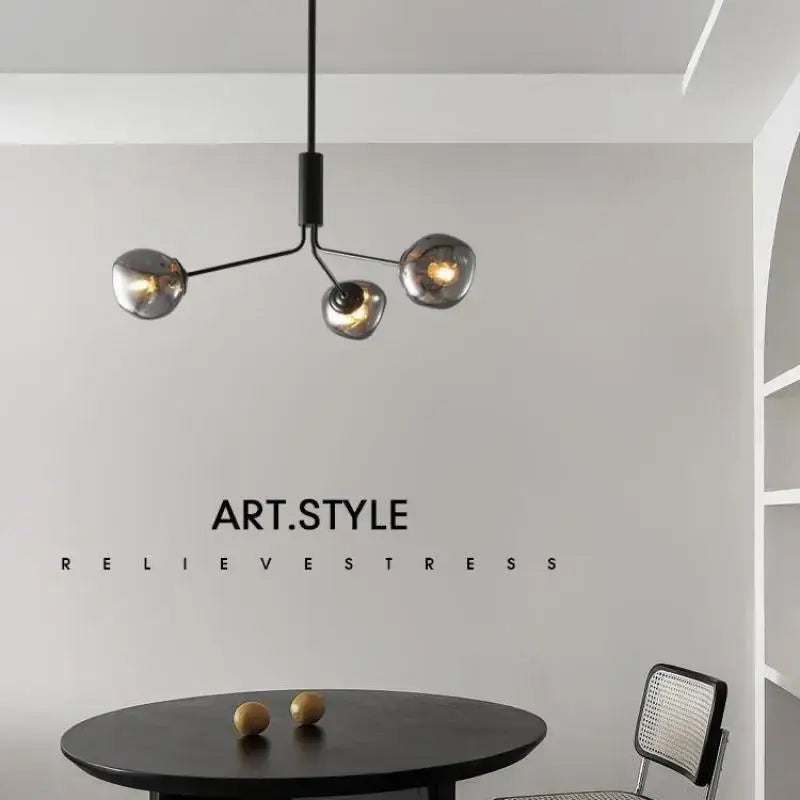 Modern gray lava glass chandelier dining room led pendant light