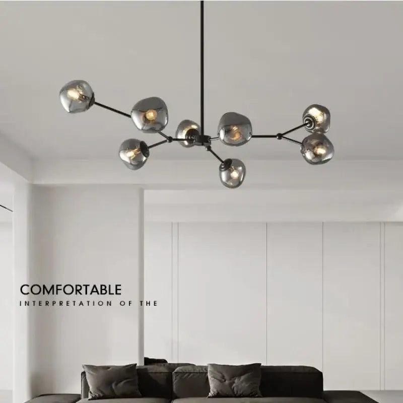 Modern gray lava glass chandelier dining room led pendant light