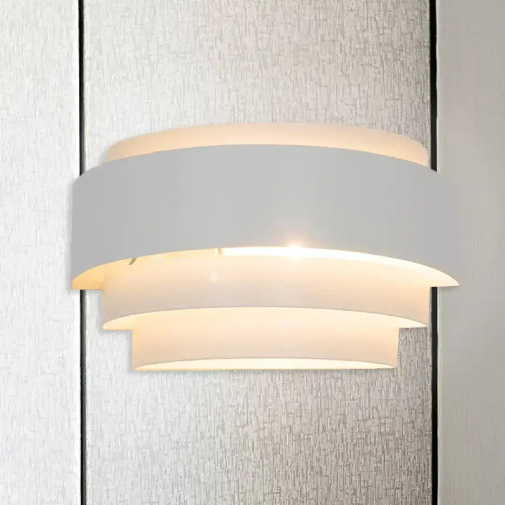 Modern gray metal wall sconce – living room warm glow light
