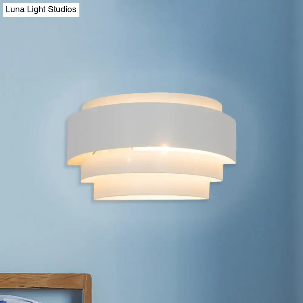 Modern gray metal wall sconce – living room warm glow light
