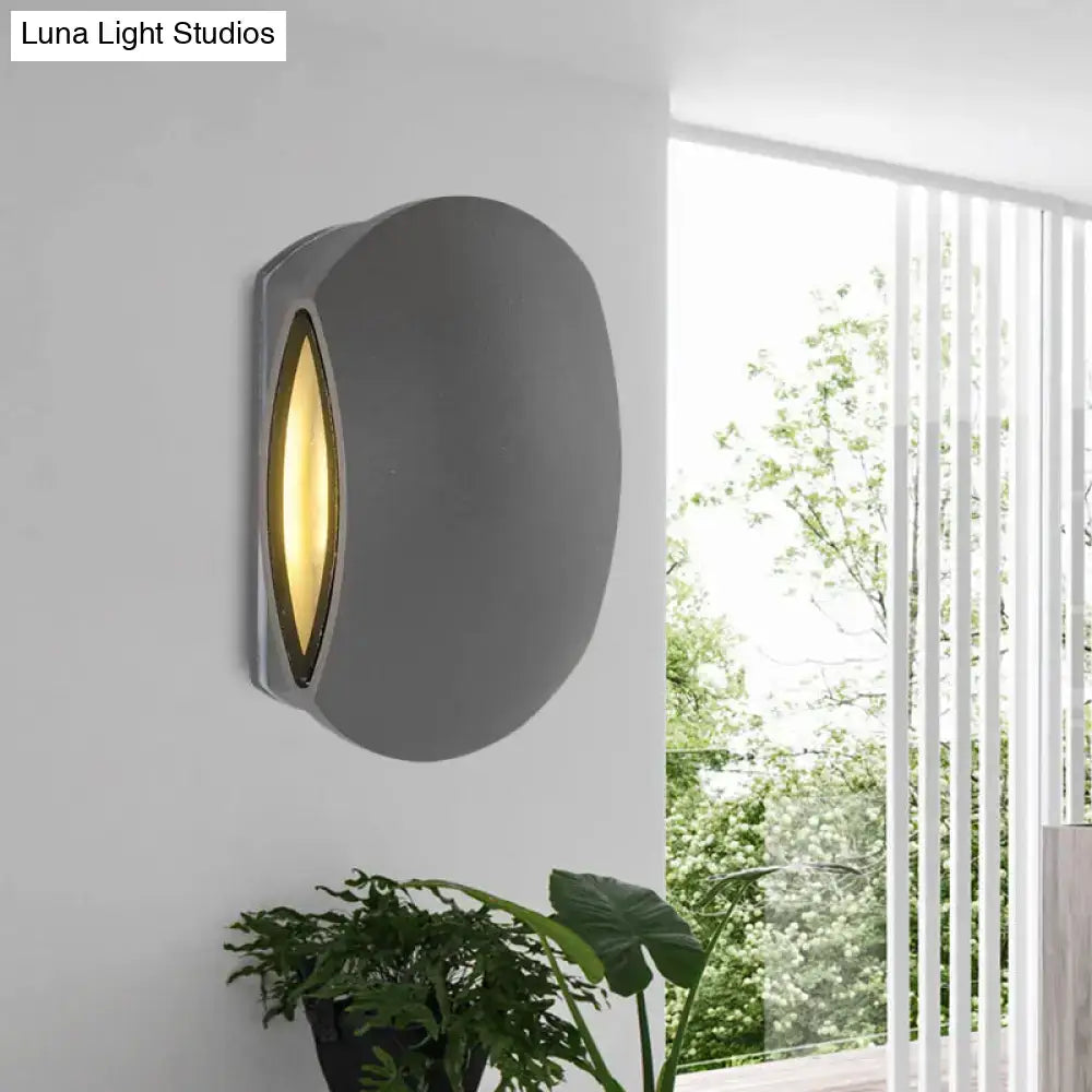 Modern gray oval wall light – outdoor warm white sconce